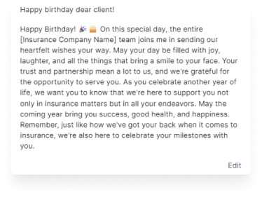 Client birthday reminder