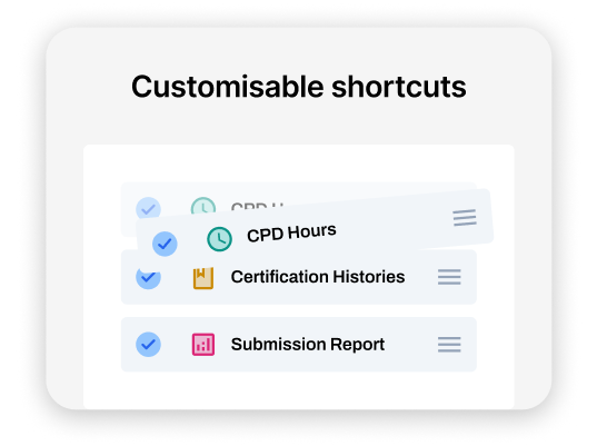 Customisable shortcuts