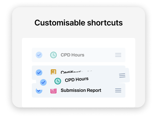 Customisable shortcuts