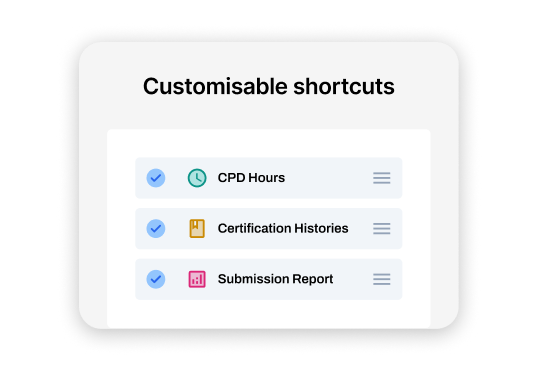 Customisable shortcuts
